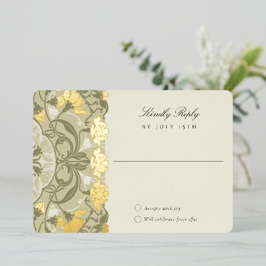 Art Nouveau RSVP Card Hochzeit von warmen Earth To Folieneinladung (Stehend vorne)