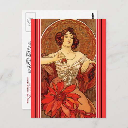 Art Nouveau ~ "Ruby - The Wertvoll Stones" Postkarte (Vorne/Hinten)