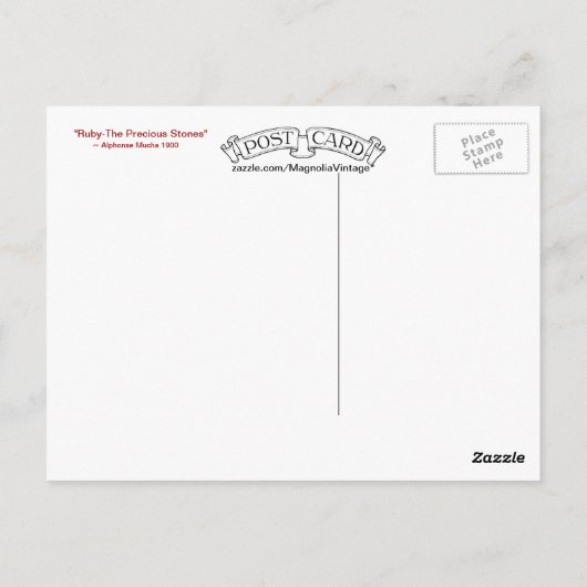 Art Nouveau ~ "Ruby - The Wertvoll Stones" Postkarte (Rückseite)