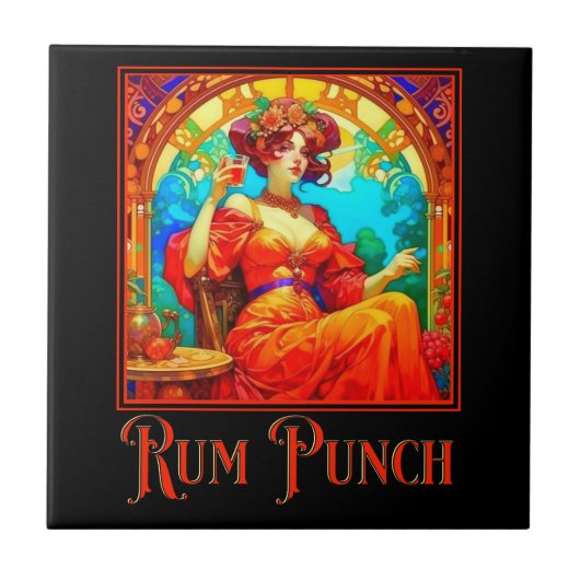 Art Nouveau Rum Punch Fliese (Vorderseite)