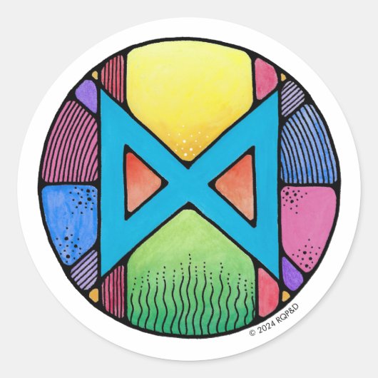 Art Nouveau Rune Dagaz - ERwachen Runder Aufkleber (Vorderseite)