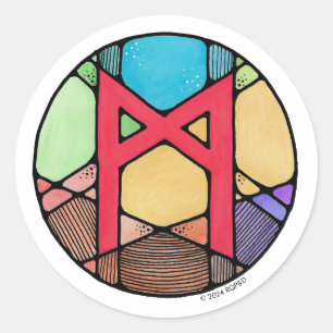 Art Nouveau Rune Mannaz - HUMANITÄT Runder Aufkleber