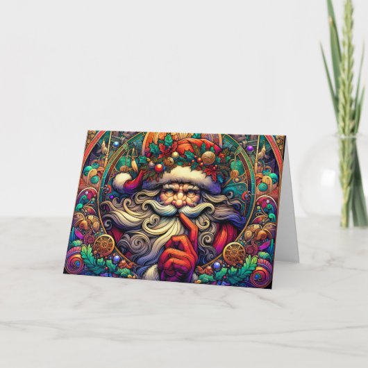 Art Nouveau Santa Claus Whisper Feiertagskarte (Vorderseite)