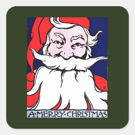 ART NOUVEAU SANTA SQUARE STICKER UMSCHLAG AUFKLEBE (Vorderseite)