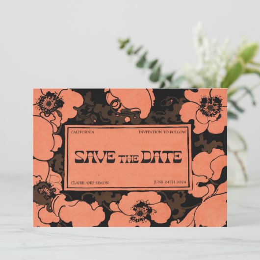 Art Nouveau Save The Date (Stehend Vorderseite)