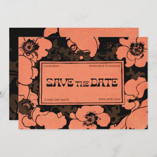 Art Nouveau Save The Date (Vorne/Hinten)