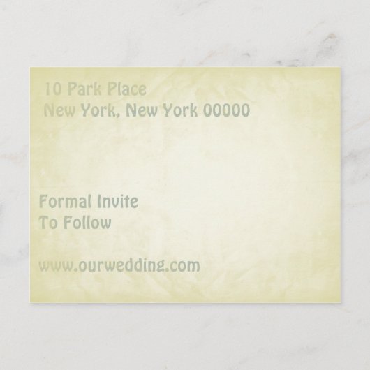 Art Nouveau Save the Date Ankündigungspostkarte (Rückseite)