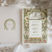 Art Nouveau Save the Date Wedding Gold Foil Folieneinladung