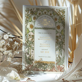 Art Nouveau Save the Date Wedding Gold Foil Folieneinladung