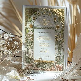 Art Nouveau Save the Date Wedding Gold Foil Folieneinladung