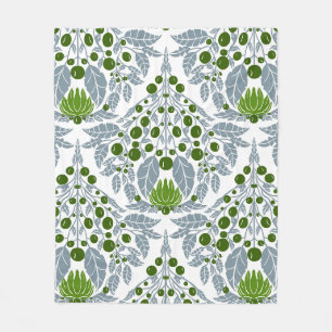 Art Nouveau Schiefer & Grün - Vintage Blumenscallo Fleecedecke