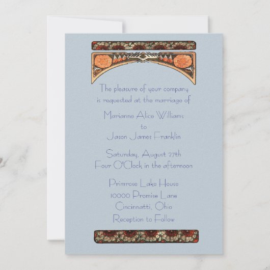 Art Nouveau Schöne Brauerei Hochzeit Einladung (Rückseite)