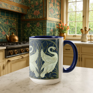 Art Nouveau Schwäne Fries Muster von Walter Crane Tasse