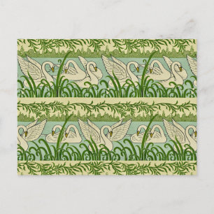 Art Nouveau-Schwanmuster – Vintage botanisches Sch Postkarte