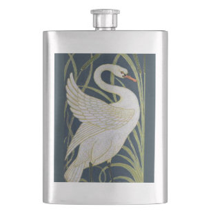 Art Nouveau-Schwanmuster: Walter Crane Schwan Druc Flachmann