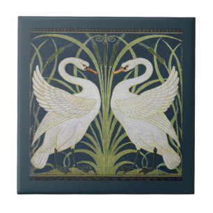 Art Nouveau-Schwanmuster: Walter Crane Schwan Druc Fliese
