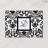 ART NOUVEAU SCHWARZ-WEISS DAMASK SQUARE MONOGRAMM VISITENKARTE (Rückseite)