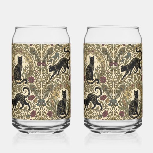 Art Nouveau Schwarze Katzen Dosenglas (Vorderseite)