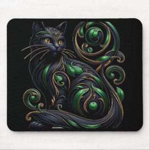 Art Nouveau Schwarze Katzenmauspad Mousepad