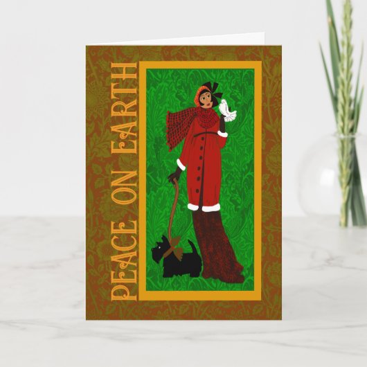 Art Nouveau Scotty Dog Holiday Card Dankeskarte (Vorderseite)