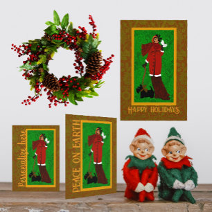 Art Nouveau Scotty Dog Holiday Card Dankeskarte