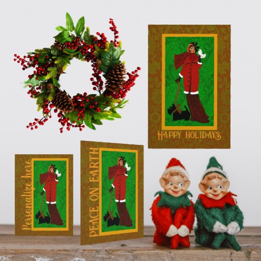 Art Nouveau Scotty Dog Holiday Card Dankeskarte