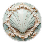 Art Nouveau Seashell Imitats Relief Minze Clam Mus Keramikknauf (Vorderseite)