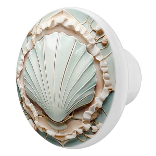 Art Nouveau Seashell Imitats Relief Minze Clam Mus Keramikknauf (Rechts)