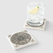 Art Nouveau Seashells & Fish by Anton Seder Steinuntersetzer (Seitenansicht)