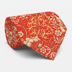 Art Nouveau Seaweed Floral, Deep Coral Orange Krawatte
