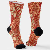 Art Nouveau Seaweed Floral, Deep Coral Orange Socken (Gewinkelt)