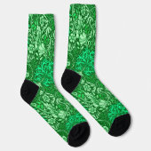 Art Nouveau Seaweed Floral, Emerald Green Socken (Rechts)