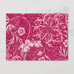 Art Nouveau Seaweed Floral, Fuchsia Pink Postkarte