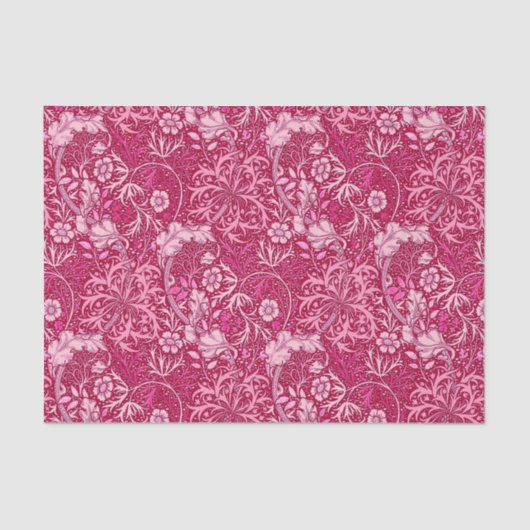 Art Nouveau Seaweed Floral, Fuchsia Pink Seidenpapier (Vorderseite)
