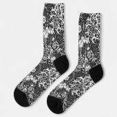 Art Nouveau Seaweed Floral, Schwarz und Weiß Socken (Linkes Detail)