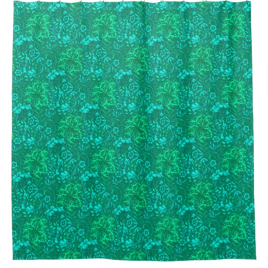 Art Nouveau Seaweed Floral, Türkis und Aqua Duschvorhang (Vorderseite)