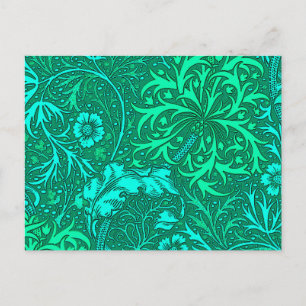Art Nouveau Seaweed Floral, Türkis und Aqua Postkarte
