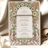 Art Nouveau Sepia & Cream Floral Wedding Einladung