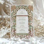 Art Nouveau Sepia & Cream Floral Wedding Einladung