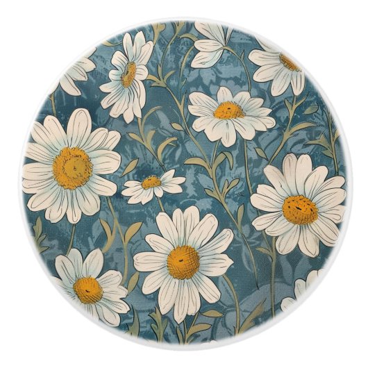 Art Nouveau Shasta Daisy Keramikknauf (Vorderseite)