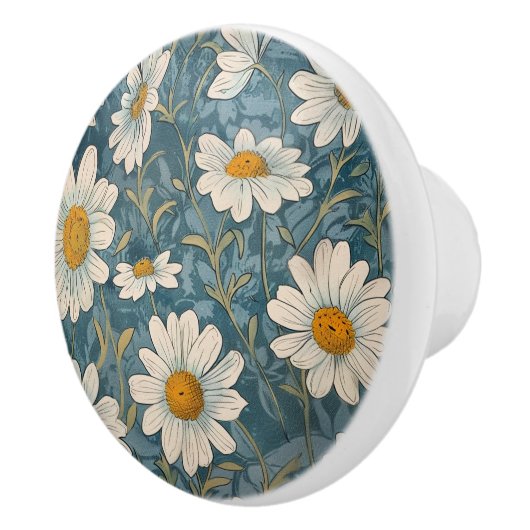 Art Nouveau Shasta Daisy Keramikknauf (Rechts)