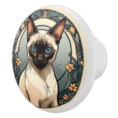 Art Nouveau Siamese Cat Keramikknauf (Rechts)