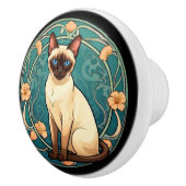Art Nouveau Siamese Cat Keramikknauf (Rechts)