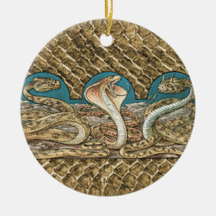 Art Nouveau Snake Trio Keramik Ornament