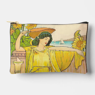Art Nouveau Sonnenblumen Frau Vintage Illustration Zubehörtasche