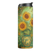 Art Nouveau Sonnenblumen Garten Schmetterlinge Thermosbecher (Nach links gedreht)