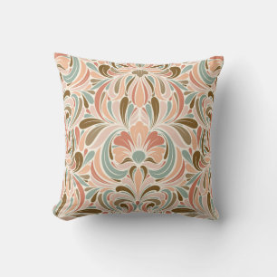 Art Nouveau Spirit Peach, Aqua, Taupe Kissen