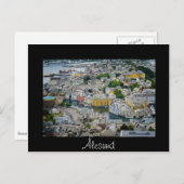 Art Nouveau Stadt Alesund schwarzer Text Postkarte (Vorne/Hinten)
