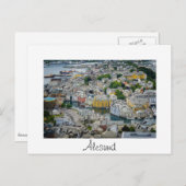 Art Nouveau Stadt Alesund weiße Text Postkarte (Vorne/Hinten)