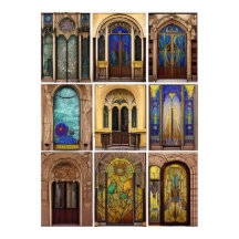 Art Nouveau Stained Glass Building Street Door